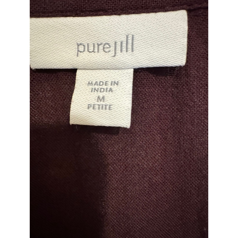 Pure Jill Tunic Top Womens Medium Petite Burgundy Boho Embroidered Peasant Shirt - Picture 5 of 12